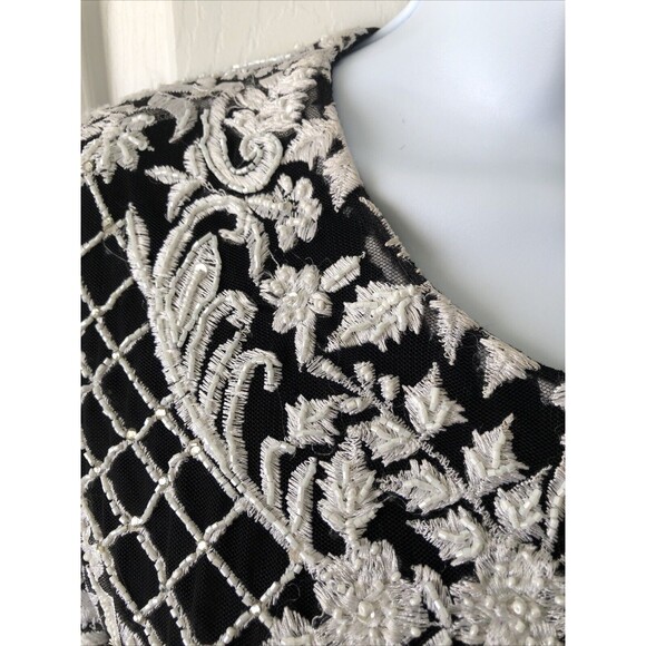 Unbranded White/Black Lace Overlay Feather Detail Lined Dress No Size Tag *Read* - Picture 10 of 13